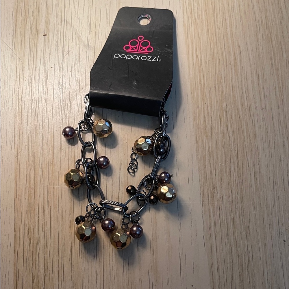 Paparazzi Gold and Black Charm Bracelet